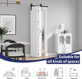 30X84(Double 15x84) White Bifold Barn Door Sliding Bi fold Doors Bi-fold Folding with 34" Hardware K