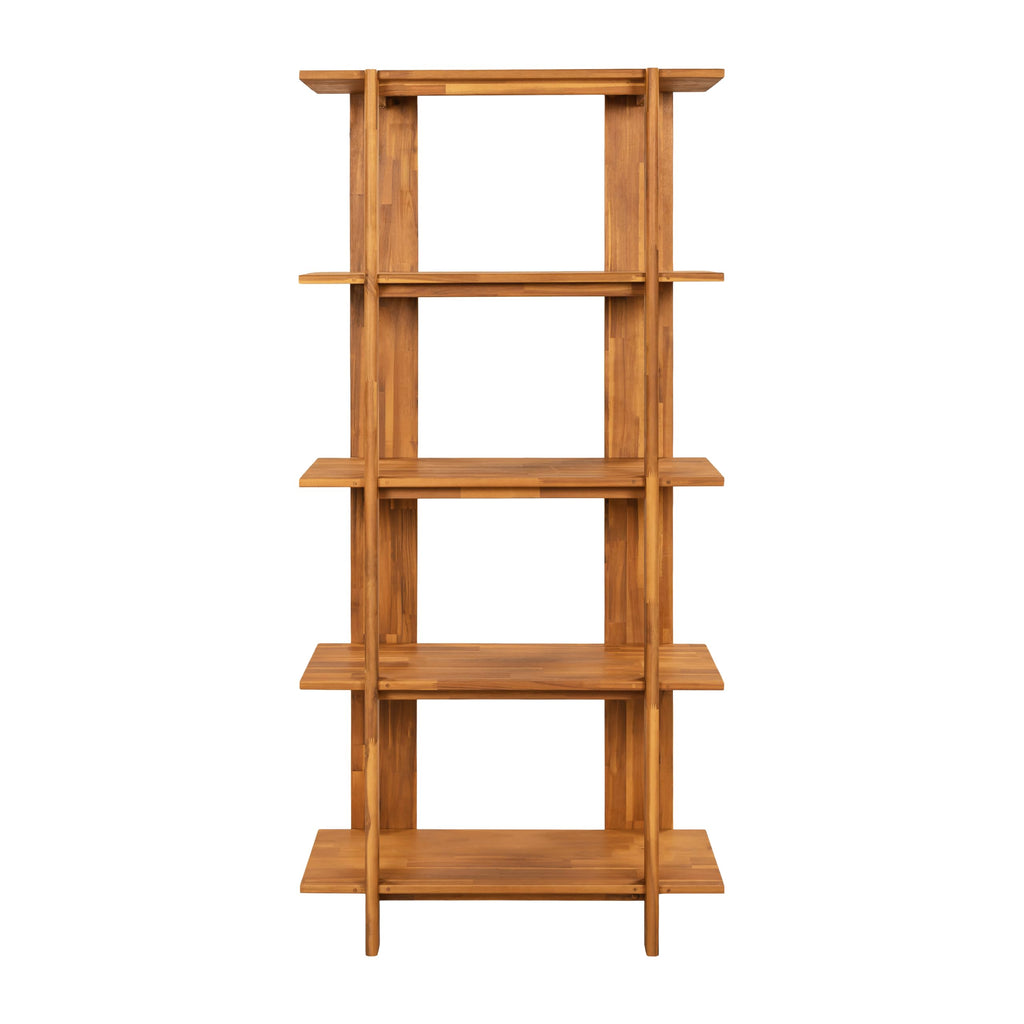 4 Shelf Narrow Teak Bookcase H-70 L-33 Acacia Wood Open Bookshelf