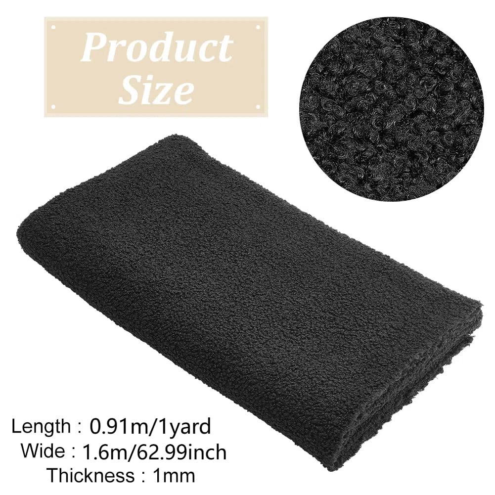1 Yards Teddy Bears Fabric with Little Curls 63inches Wide Black Short Teddy Plush Fabric for Sewing Polyester Teddy