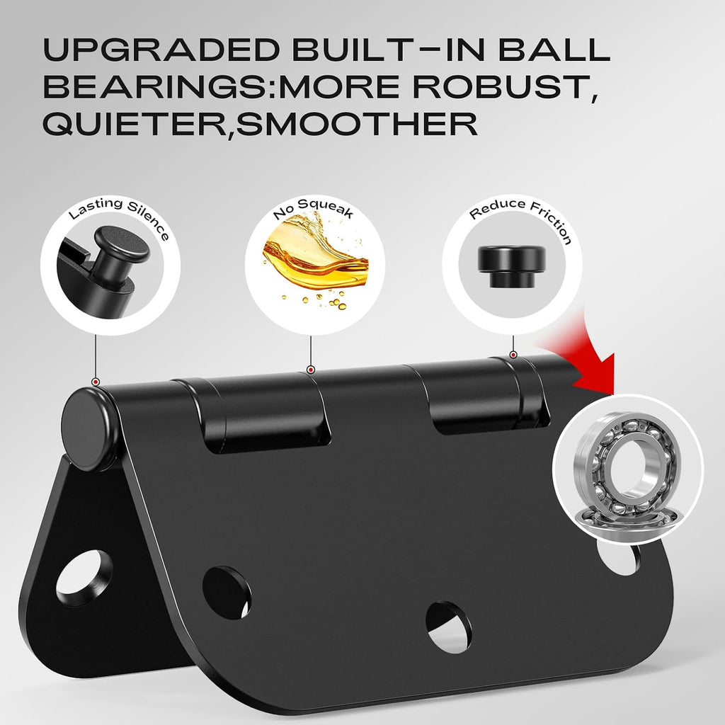 12 Pack Black Door Hinges 3.5 Inch 5/8" Radius Round Ball Bearing Anti-Squeak Flat Iron Hinges Doors Standard 3-1/2"