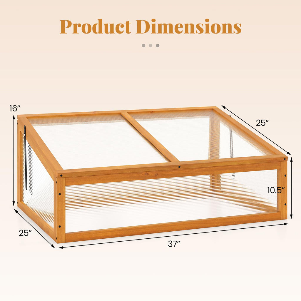 Wood Cold Frame Greenhouse, Portable Raised Planter Bed Protection with Transparent Flip-top Roof, Small Indoor