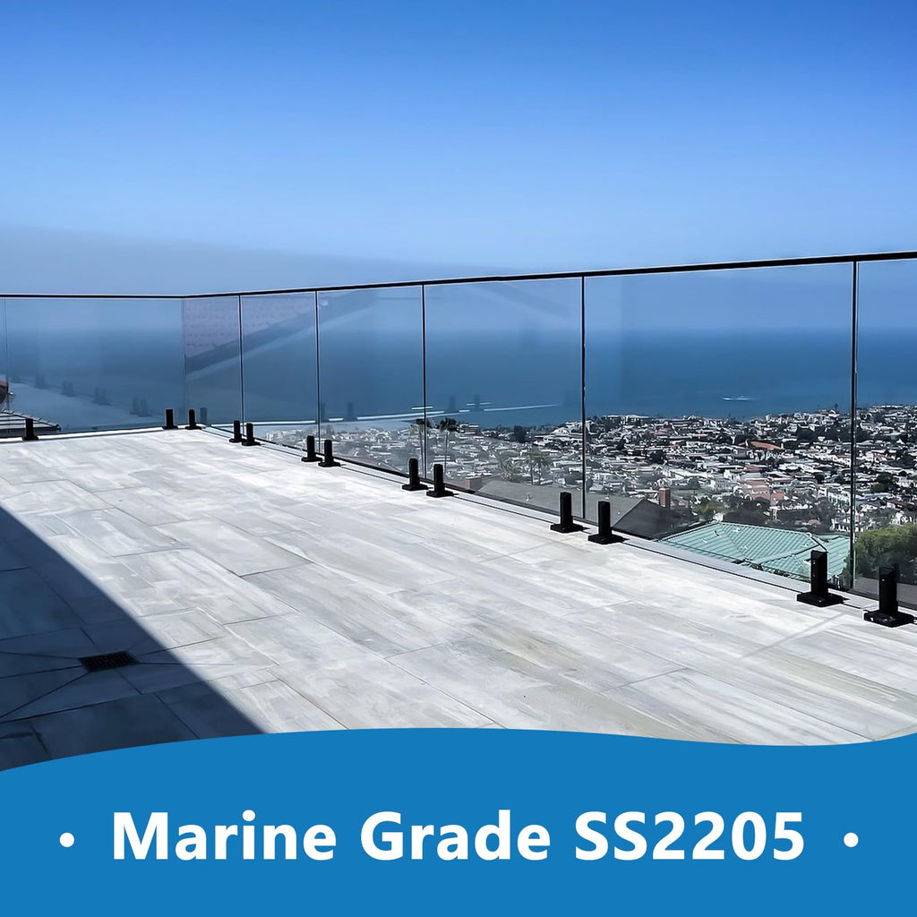 10 Pack Marine Grade SS2205 Glass Railing Spigots Frameless Clamp