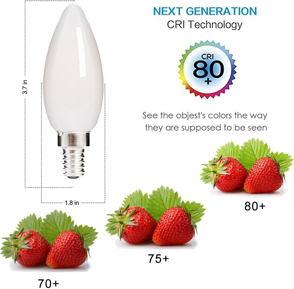 E12 LED Candelabra Chandelier Light Bulb Dimmable, 2700K 4.5W 6 Pack