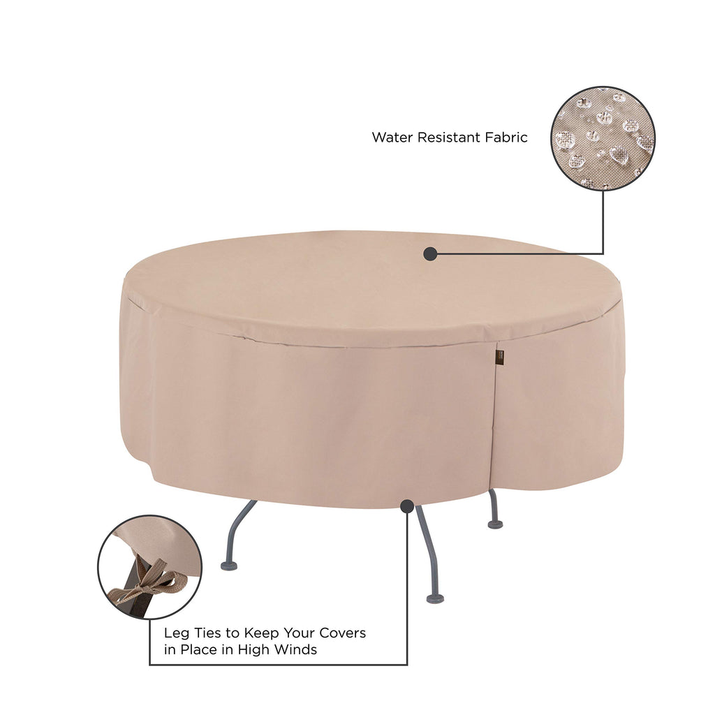 2963 Chalet Round Patio Table, Furniture, Outdoor Cover (50 D x 25 H) Water-Resistant, Beige