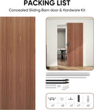 32"x86" Concealed Sliding Barn Door with Soft Close Hardware Kit, Brown Hidden Door for Opening 24"-