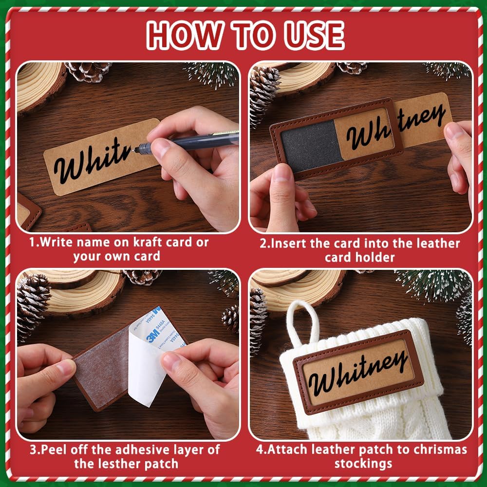 With Leather Patches,18"Xmas Knitted Stocking - Set of 4