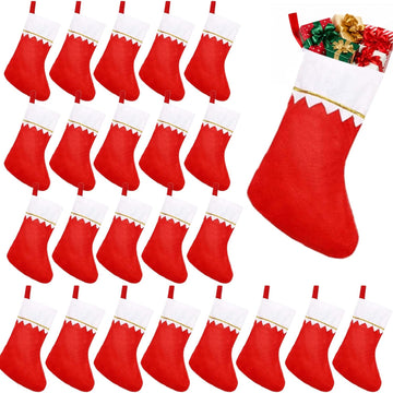 S Bulk 24 Pack - 15 Inch Red Felt Xmas Stockings, Large Santa Stockings for Holiday Fireplace Hanging Decor - Set of 24