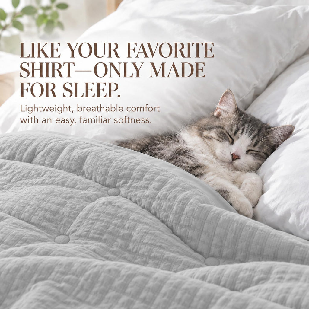 Queen Comforter, Quilted Bedding Blanket, Reversible, 90" x 90", Cool Gray