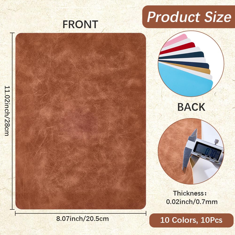 11 x 8 Inch 10 Colors Solid Faux Suede Sheets Waterproof Smooth PU Leather Rolls Soft Velvety Touch Frosted Synthetic