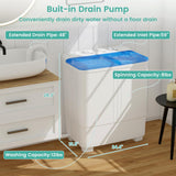 20 Lbs Portable Washing Machine, Portable Washer for Apartment with 12 Lbs Washer, 8 Lbs Spinner, Mini Compact Top