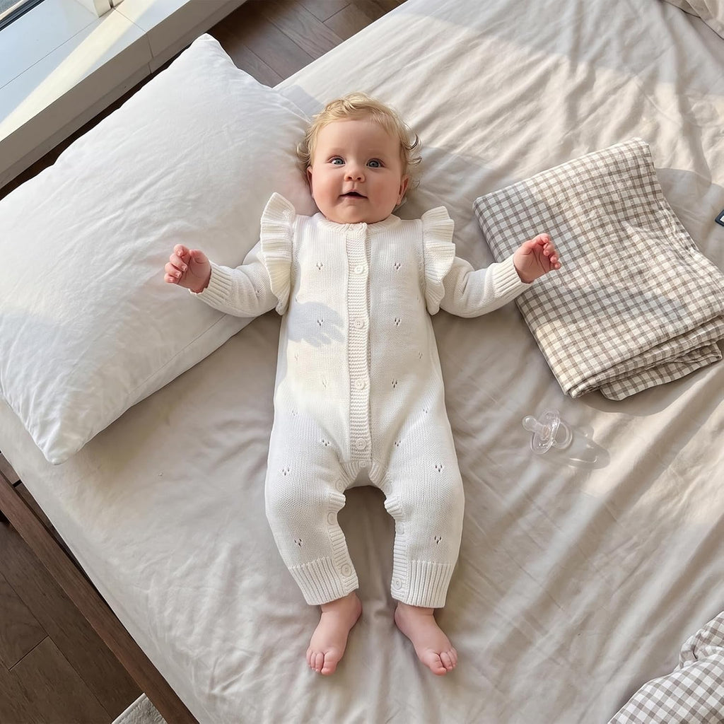Newborn Girl Outfit Baby Sweater Knit Romper Jumpsuit