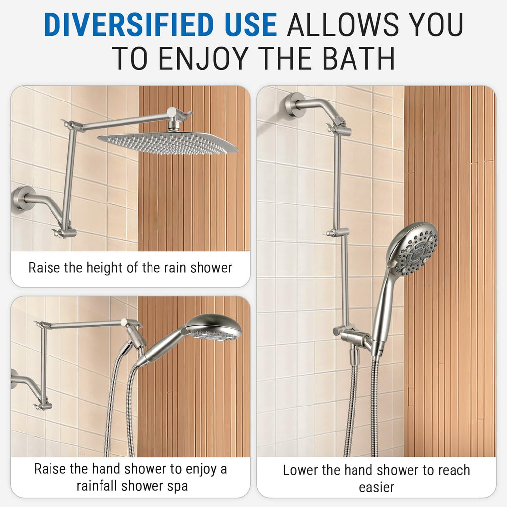 18 Inch Solid Brass Shower Head Extension Arm (Brushed Nickel)