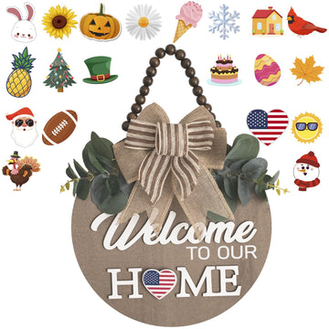 Welcome Sign for Front Door 12 in Wreath Decorations for All Seasons
