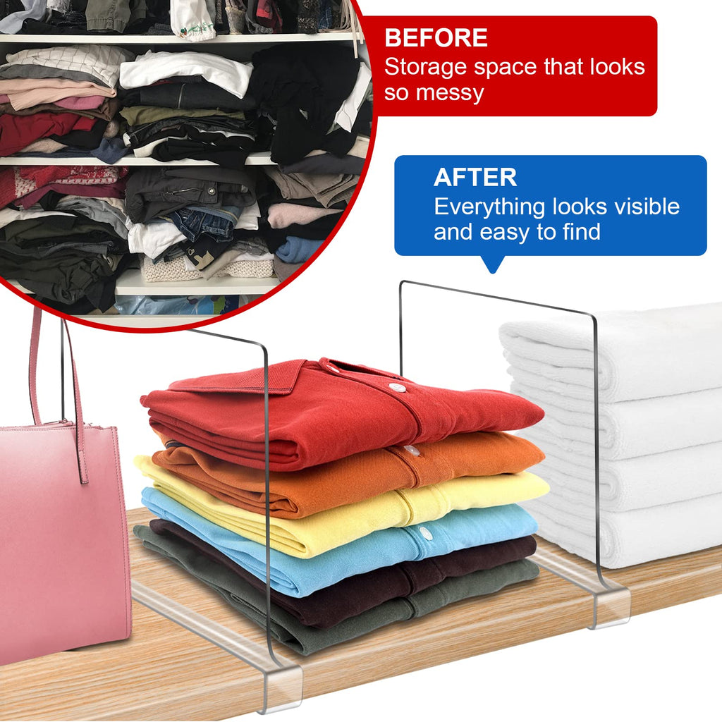 Acrylic Shelf Dividers for Closet Organization 6PCS Closet Shelf Divider Closet Dividers for Shelves Shelf Organizer