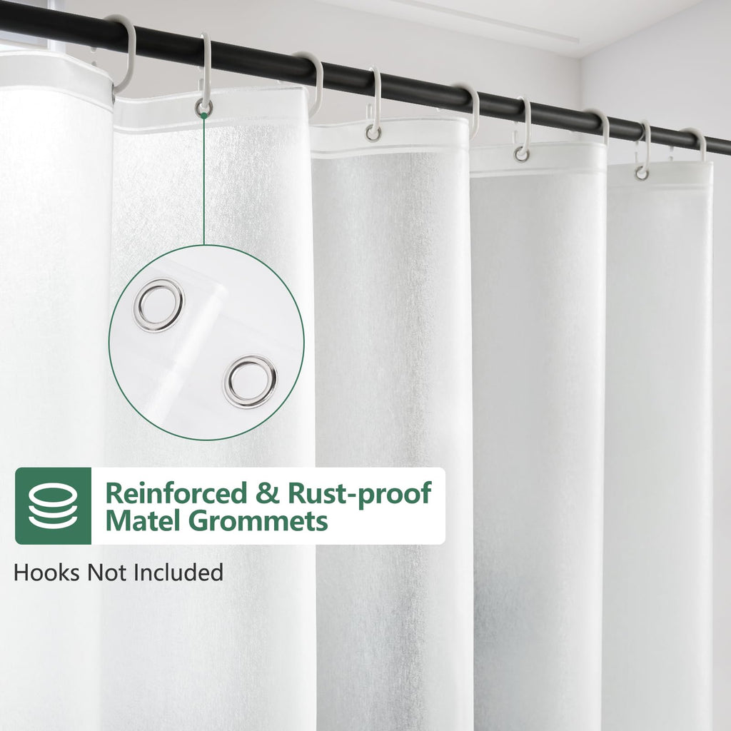 Waterproof Frosted Shower Curtain Liner Extra Tall 72 x 90 Inch, Bpa-Free EVA Shower Liner with 3 Extra-Large