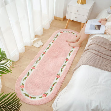 Rose Floral Area Rugs Ultra Soft Low Pile Shag Rug, Non Slip Washable Modern Floor Mat Pad Bedroom Bathroom Dorm