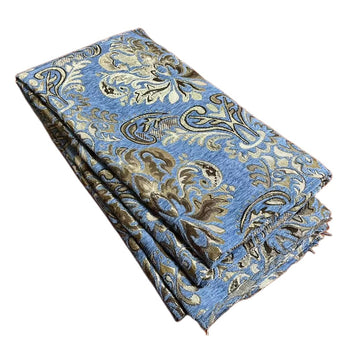 Floral Upholstery Fabric, Jacquard Damask Chenille, for Recover Furniture Chairs Couch Material (Blue, 2 Yard)