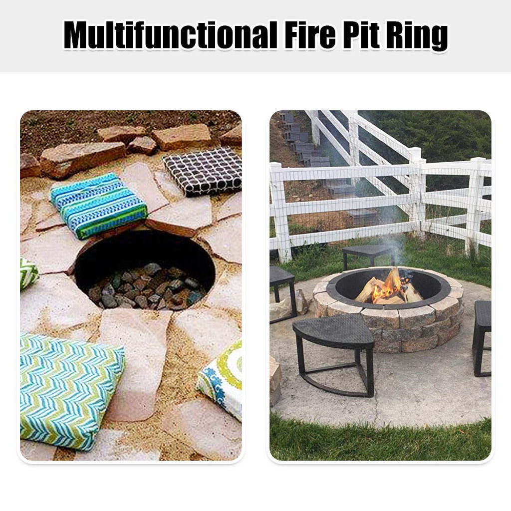 Fire Ring Heavy Duty Thick Solid Steel Fire Pit Liner 36-Inch Outer/30-Inch Inner Diameter, DIY Fire Pit Rim Above or