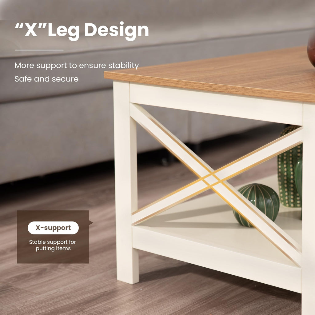 White Farmhouse Coffee Tables with Storage
