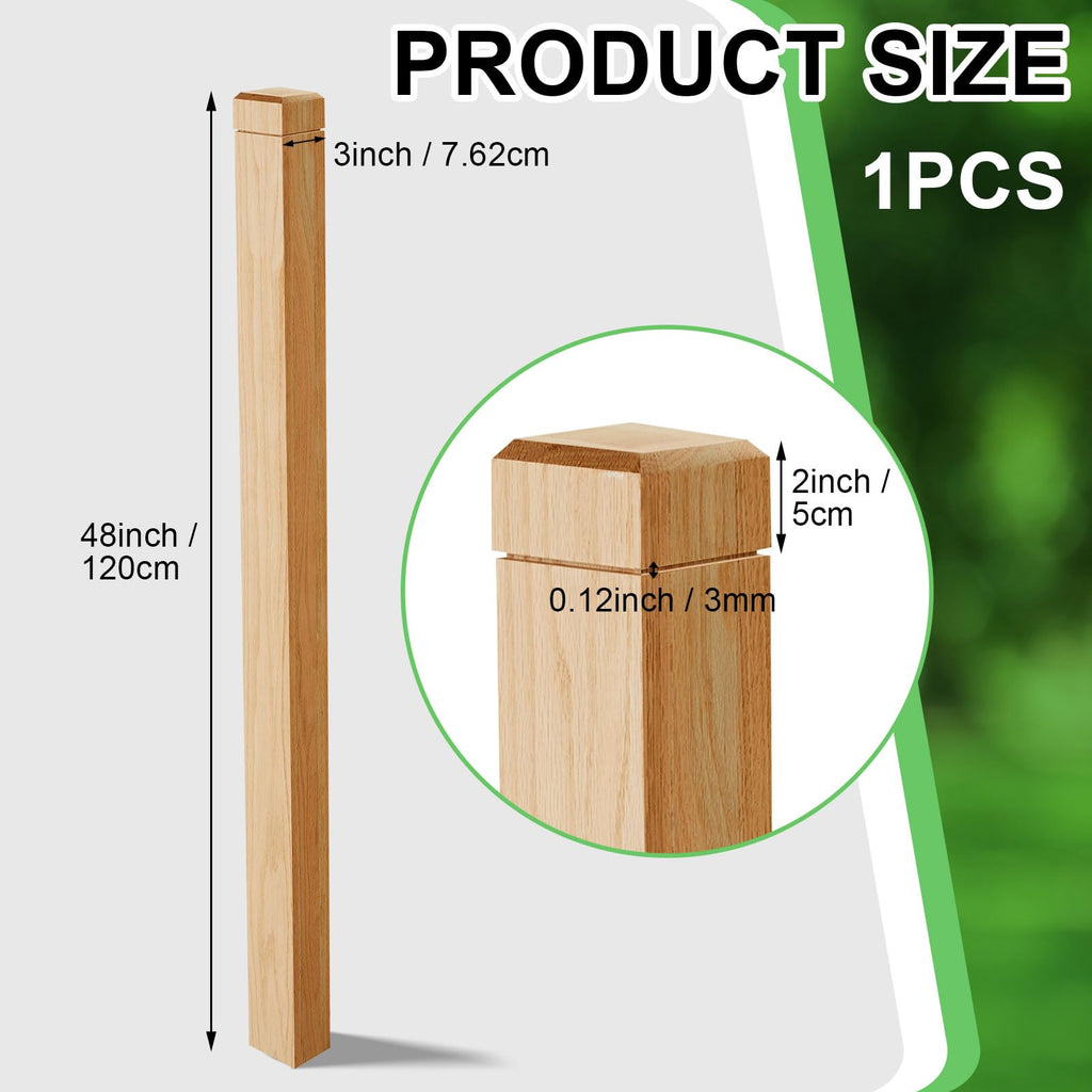 3" x 48" Solid Red Oak Stair Newel Post with Single Groove