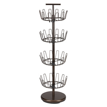 2139-1 Metal Four-Tier Adjustable Revolving Shoe Rack | Holds up to 24 Pairs of Shoes | Antique Bronze Finish