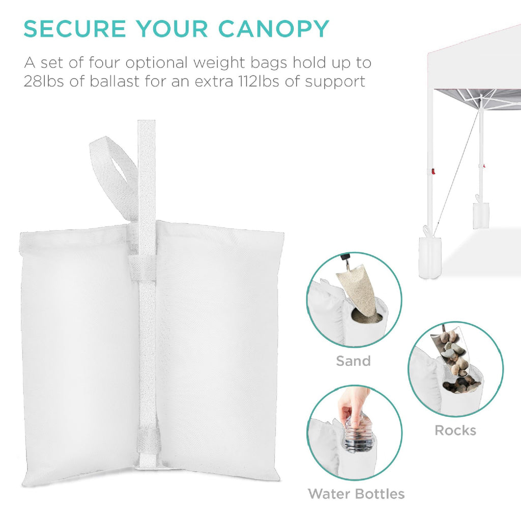 10x10 Pop Up Canopy Tent, EZ Setup, White/White
