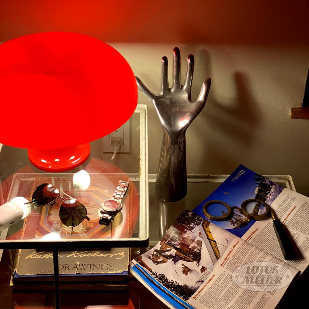 Red Mushroom Lamp for Room Aesthetic Modern Lighting Mid Century lamp | Cool Retro Living Room Decor | Table Lamp