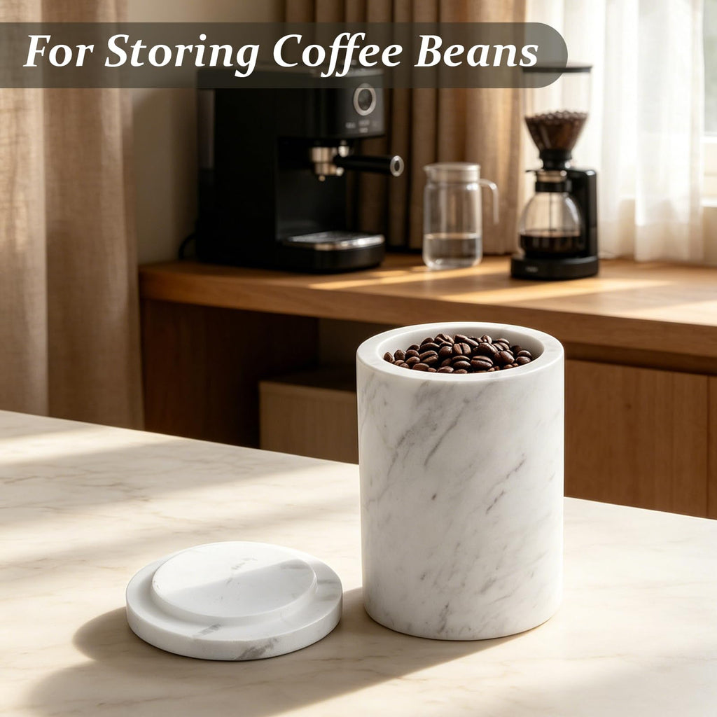Natural Marble Canister with Lid, Non-slip Large Storage Container