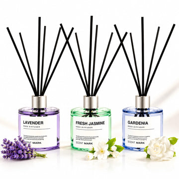 Reed Diffuser Set of 3 Pack, 50ML Lavender Jasmine Gardenia Scented Oil Diffuser with 5 Sticks, Home Fragrance Reed