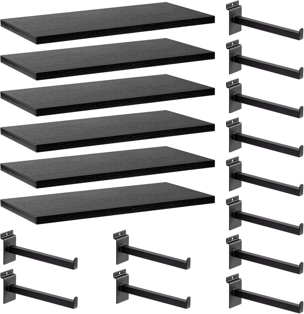 Wood Slatwall Shelves, Slat Wall Shelf Slatwall Acccessory for Garage, Home Improvement, Retail Display (6, 16''x8'')