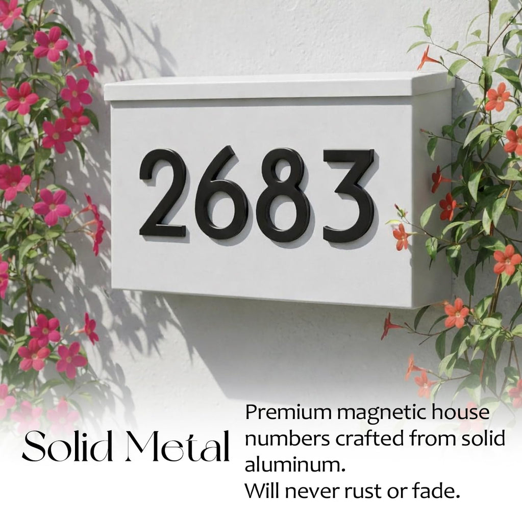 5 Inch Magnetic Solid Aluminum Address Number for Outdoor Use, Weatherproof House Number for Mailboxes and Metal