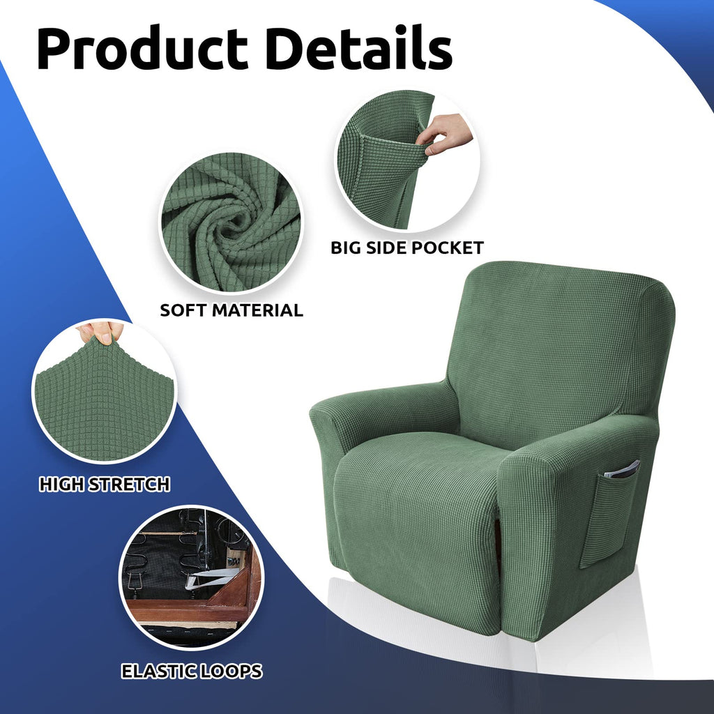 Recliner Chair Covers, 1-Piece Lazy Boy Recliner Cover, Greyish Green