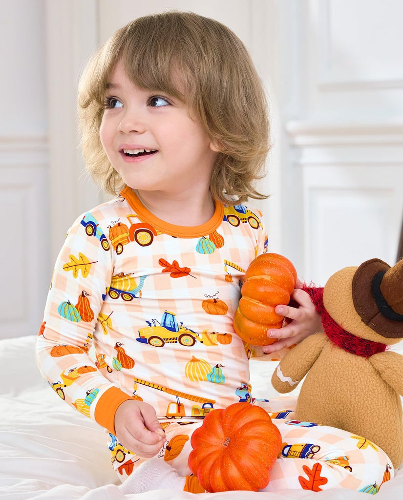 Bamboo Viscose Toddler Kids Pajamas Set, Long Sleeve Boys