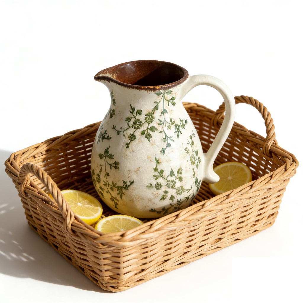 Ceramic Countertop Utensil Holder, 6.1 Inch Vintage Farmhouse Floral Crock