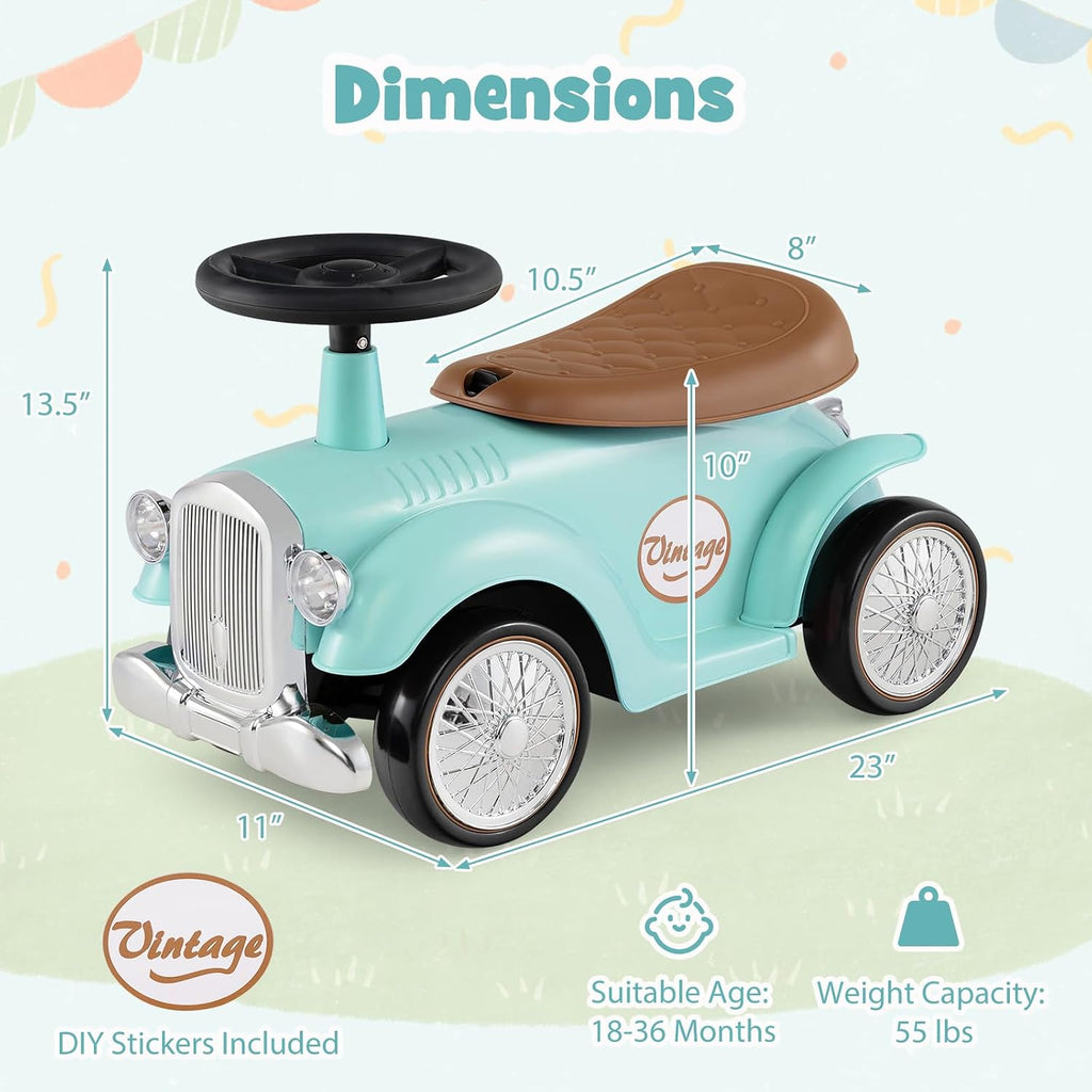 Ride On Push Car, Outdoor Toddler Riding Toys w/Steering Wheel, Horn & Storage, Foot-to-Floor Sliding Car, No