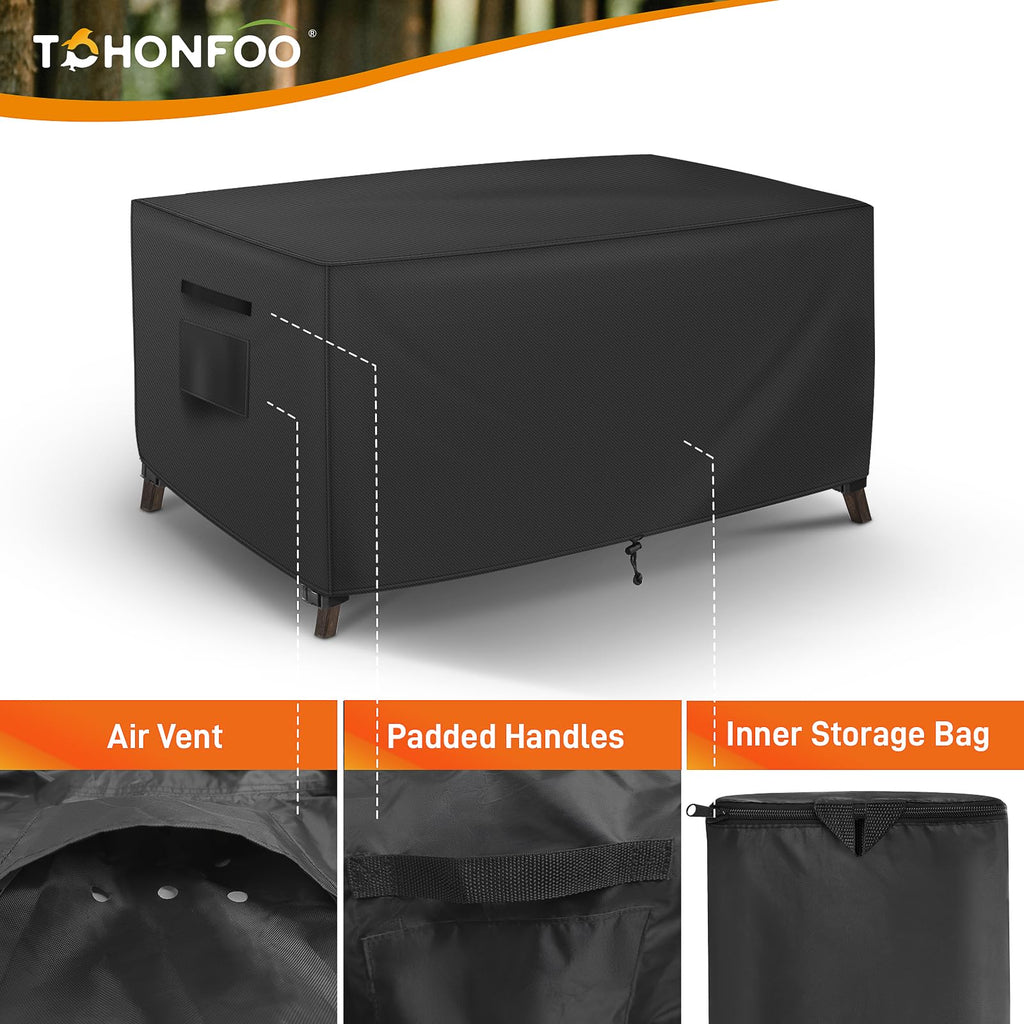 Outdoor Table Covers Waterproof Rectangle 60x38x28in, Patio, Black