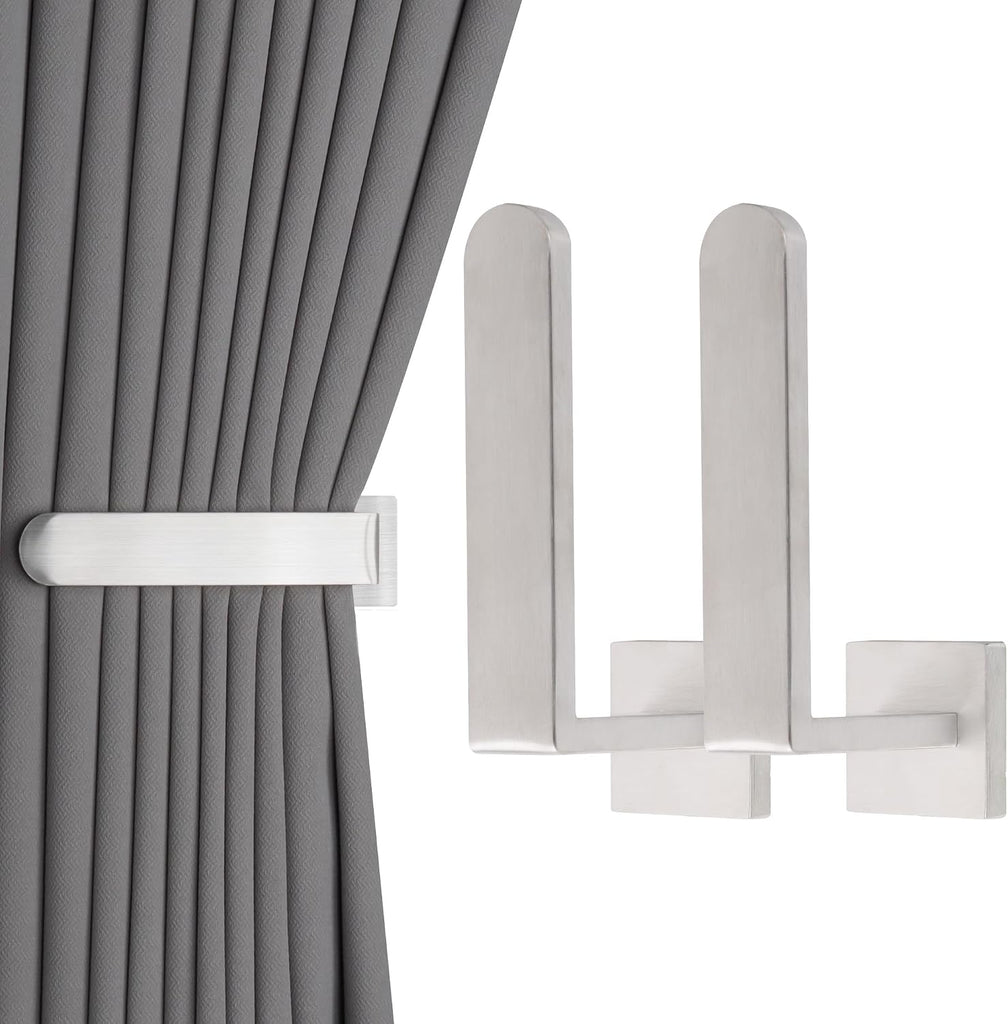 2 Pack Metal Curtain Holdbacks Modern Curtain Tiebacks L Shaped Curtain Hooks for Wall Curtain Pull Backs Curtain