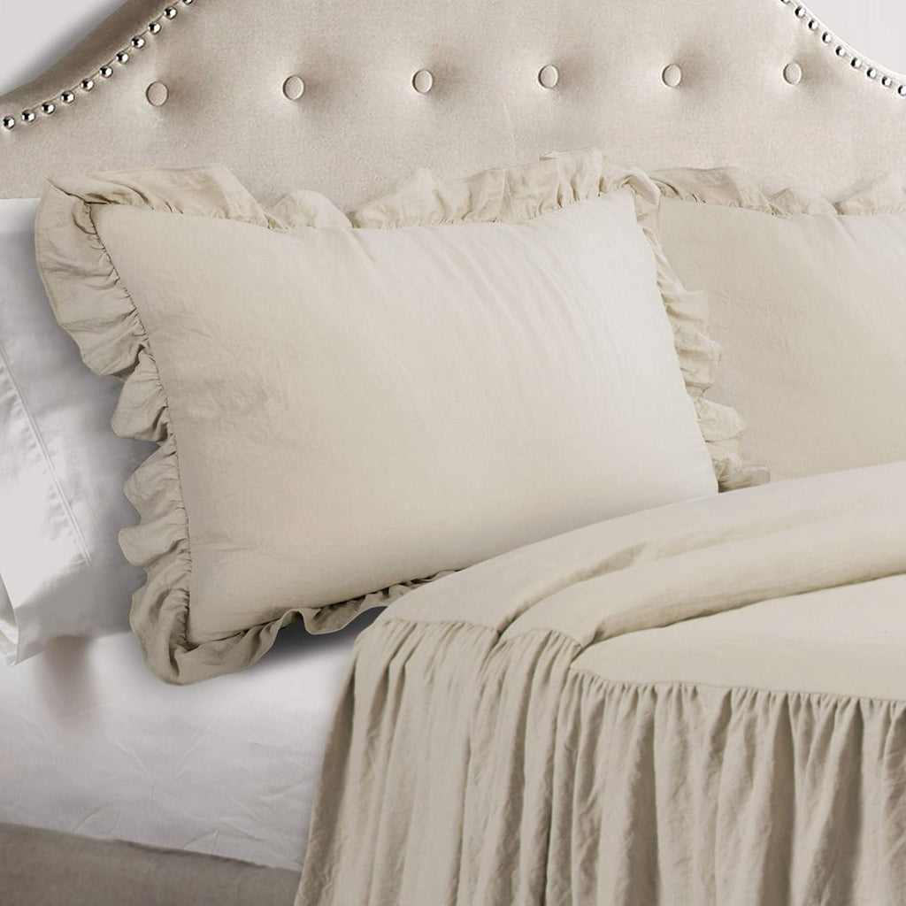 Ruffle Skirt Bedspread Set - 3-Piece Luxurious Farmhouse Bedding - Elegant Ruffle Detail - Timeless Style - Soft