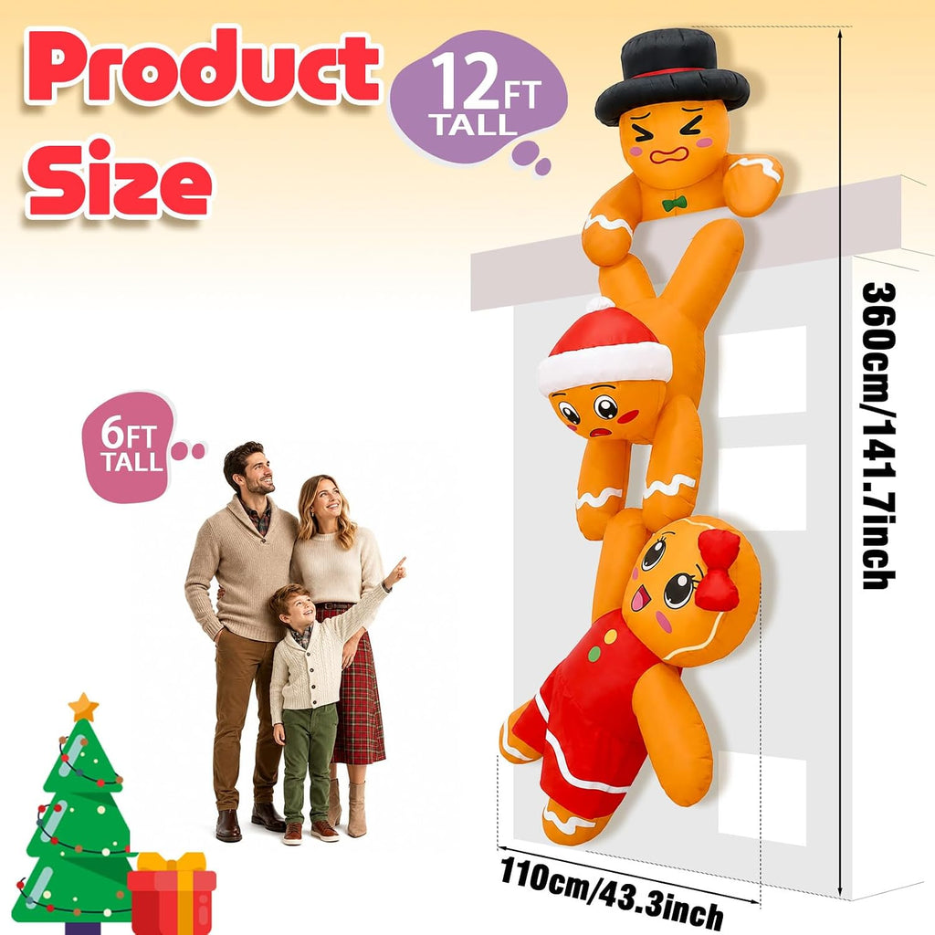 12 FT Christmas Inflatables Gingerbread Christmas Decorations Outdoor