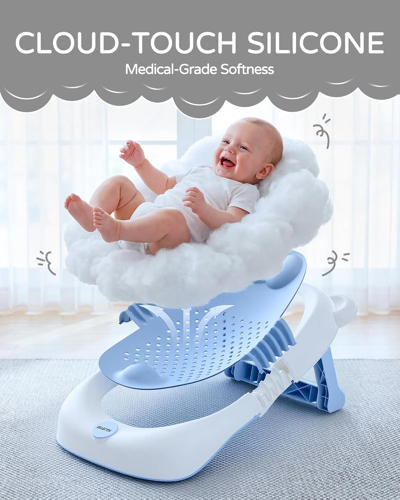 Foldable Baby Bath Support - Portable Infant Bathtub Seat for Newborn to 6 Months, Compact Travel Baby Bather Fits
