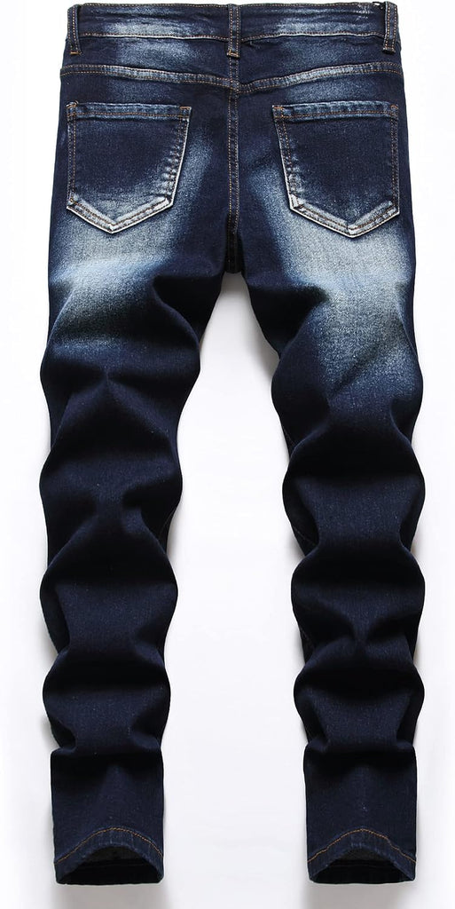 Boy's Skinny Fit Stretch Ripped Destroyed Distressed Fashion Kids Denim Jeans Pants