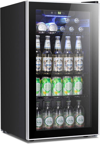 Beverage Refrigerator Cooler -120 Can Mini Fridge Glass Door for Soda Beer or Wi