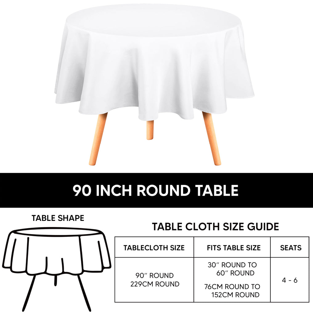 Round Table Cloth 2 Pack [90 Inches, White]