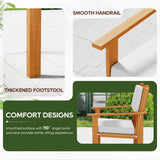 3-Piece Patio Furniture Set Acacia Wood Patio Bistro Set Outdoor Chat Conversation Table Chair Set Wood Chat Set with