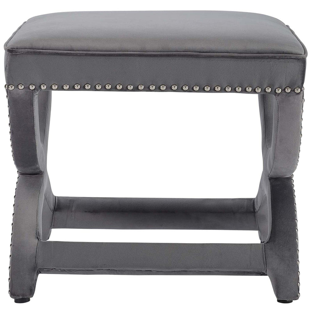 Expound Performance Velvet Upholstered Nailhead Trim Accent Ottoman in Gray