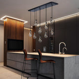 Raindrop 9-Light Chandeliers for Dining Room, Black Dining Room Lights Fixture Over Table, Teardrop Pendant Lights Kitchen Island, Adjustable Rope Hanging Lamp Ceiling for Entryway Foyer A121-B0CH9N8VRR