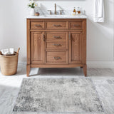 2x3 Washable Abstract Area Rug, Thin Low Pile Non-Slip Indoor Carpet Grey