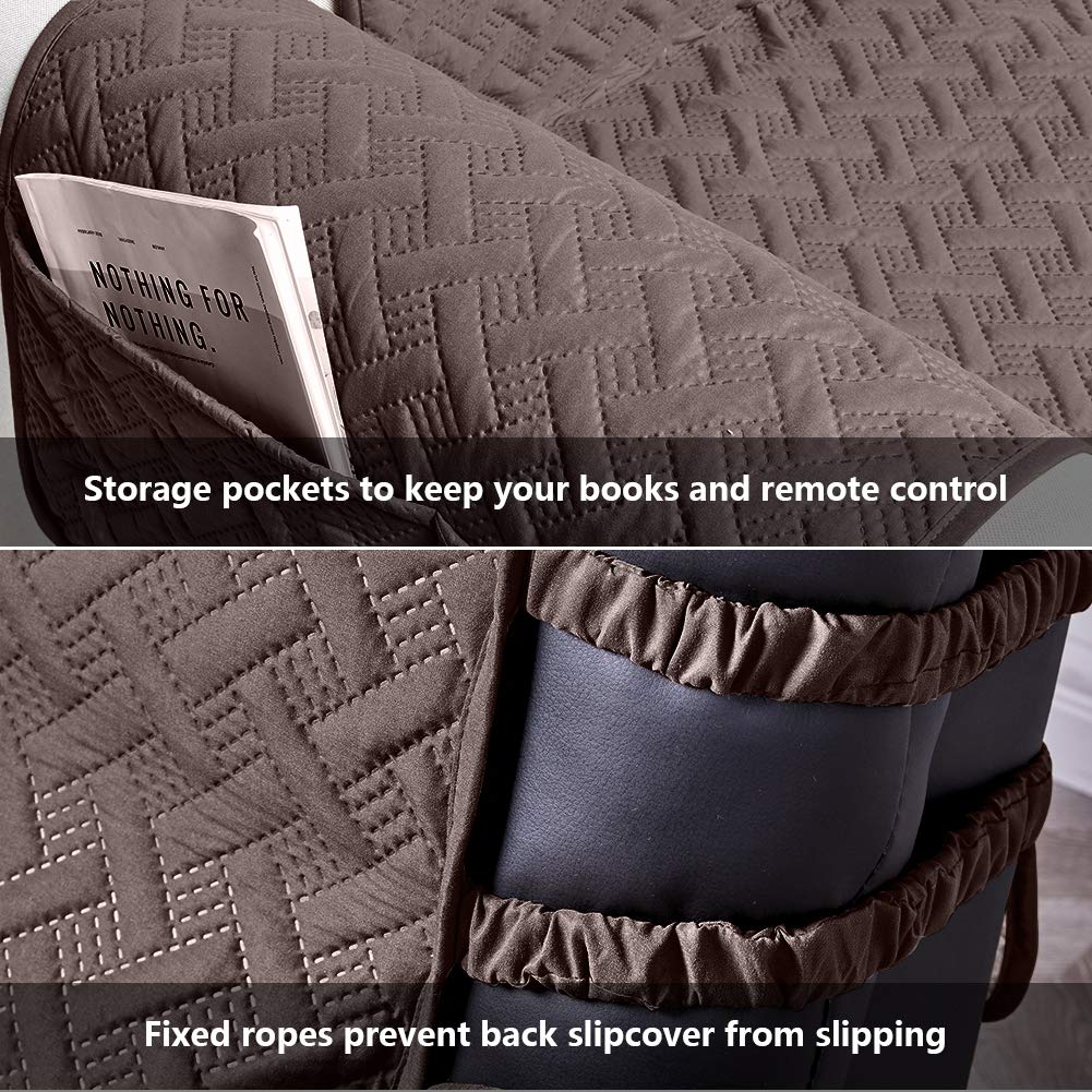 Heated Recliner Cover, Water Resistant Recliner Slipcover, Stay in Place (Chocolate, Heated Recliner 25" Regular)