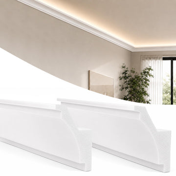 14 Pack 55Ft Ceiling Crown Molding Trim, Room Top Light Strip Crown Molding
