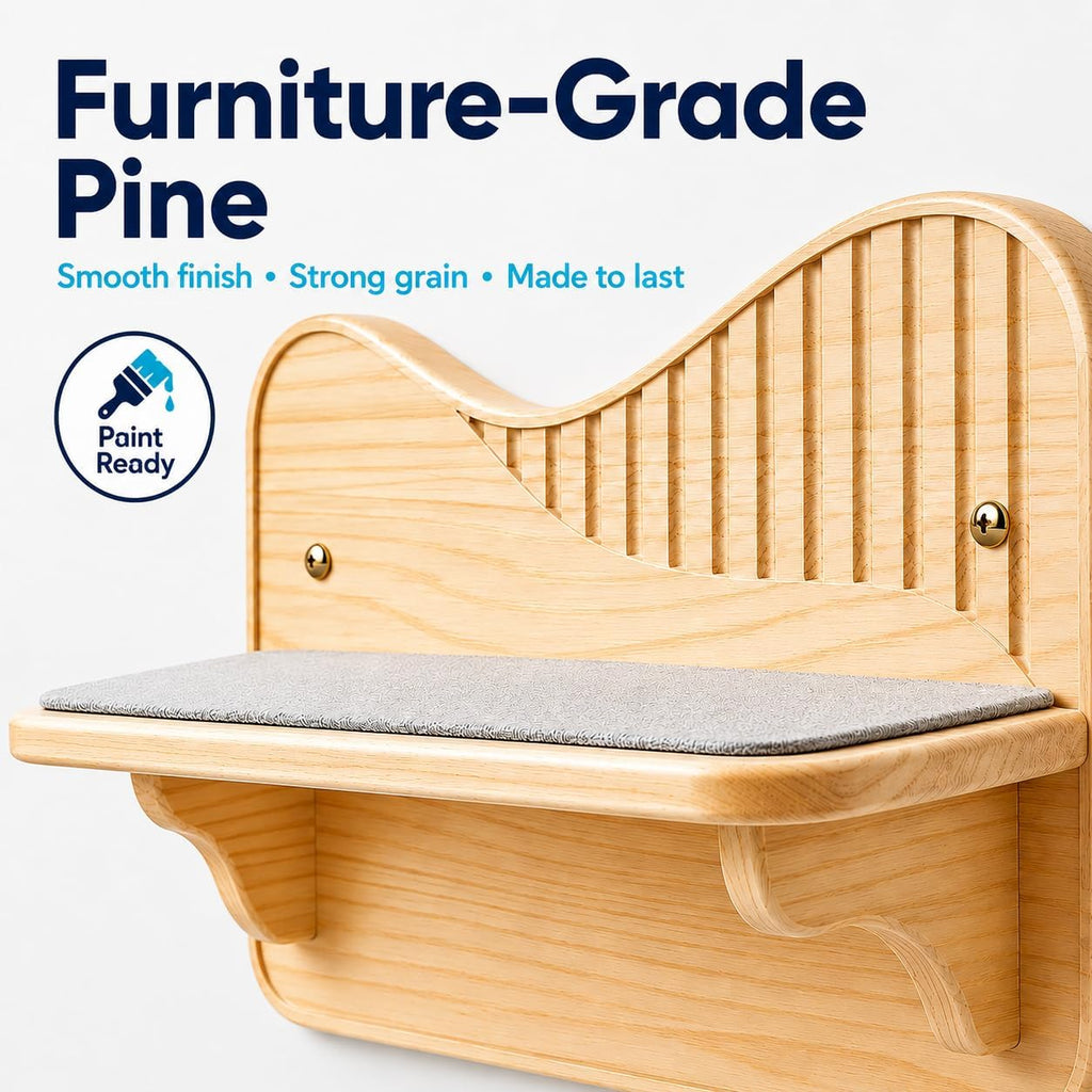 Cat Shelves for Wall - Cat Climbing Shelves Furniture Set with Steps, Scratching Posts and Cat Hammock - Solid Pine